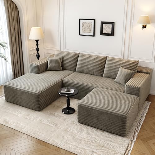 107.5" Cloud Modular Sectional Couch with 1 Ottoman